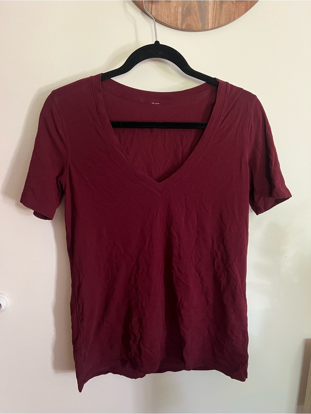 Lululemon Fitted Burgundy V-Neck Top